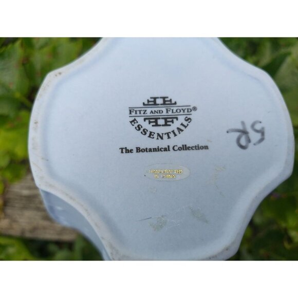 Fitz & Floyd Essentials The Botanical Collection" Blue Paneled Bisque 9 1/2" Vas - Picture 5 of 5